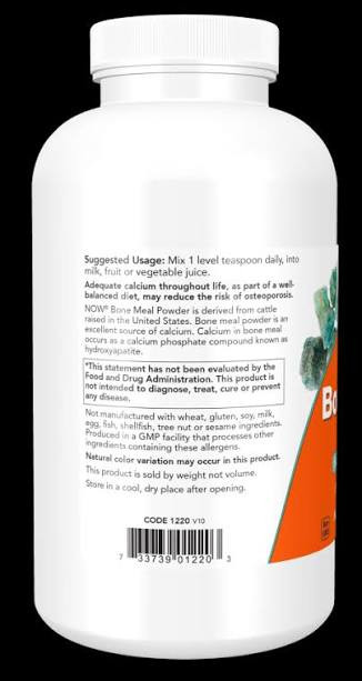 پودر Bone Meal برند NOW؛ منبع کلسیم با قابلیت جذب زیستی